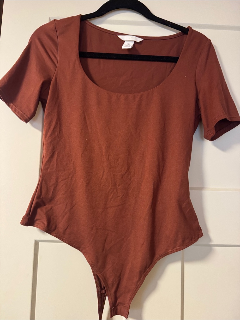 H&M Rust Short Sleeve Scoop Neck Bodysuit